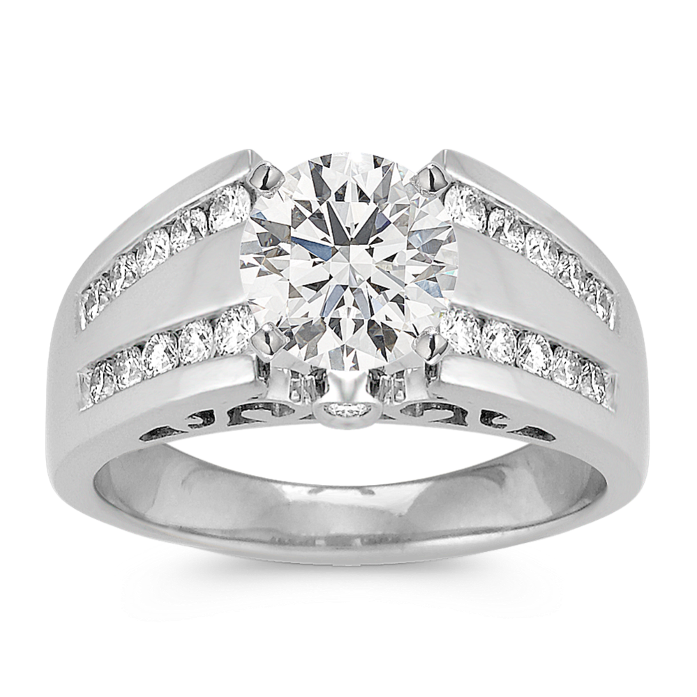 Cathedral Diamond Engagement Ring with Channel-Setting