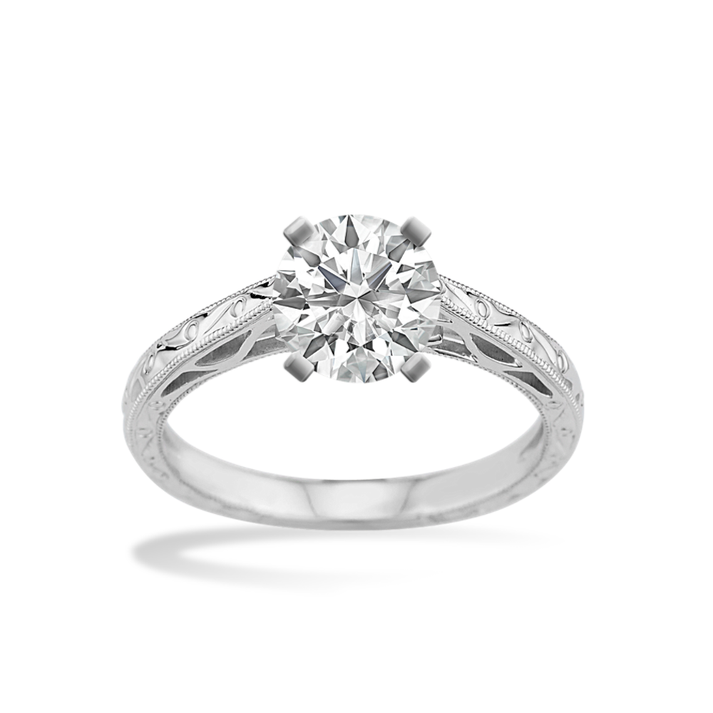 Merritt Engraved Cathedral Engagement Ring