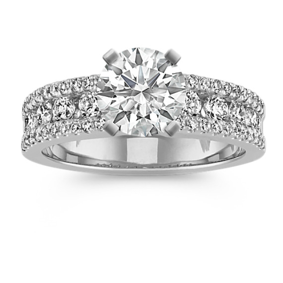 Channel-Set Round Diamond Classic Engagement Ring in 14k White Gold