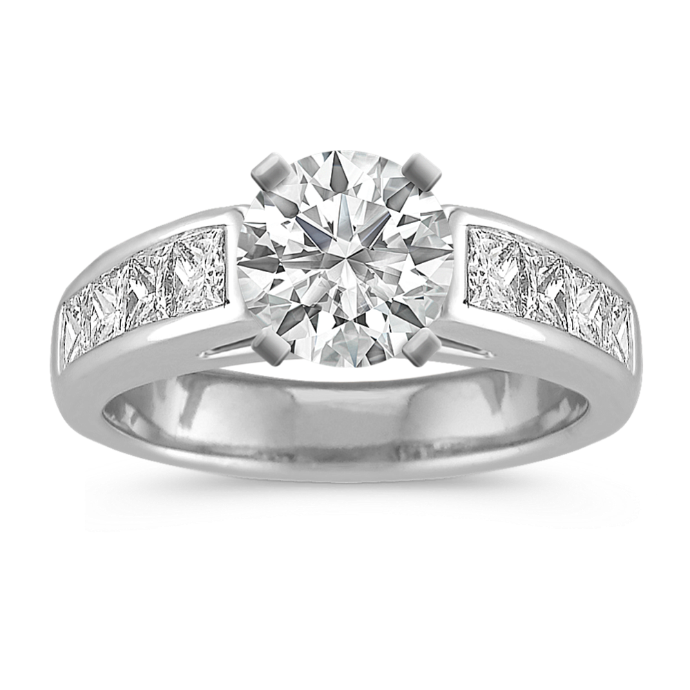 Cathedral Princess Cut Diamond Engagement Ring with Channel-Setting