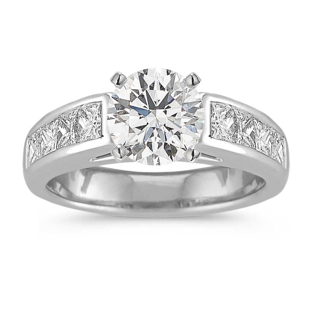 Cathedral Princess Cut Diamond Engagement Ring with Channel-Setting