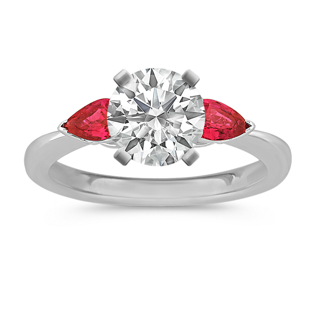 Three-Stone Pear-Shaped Ruby Engagement Ring