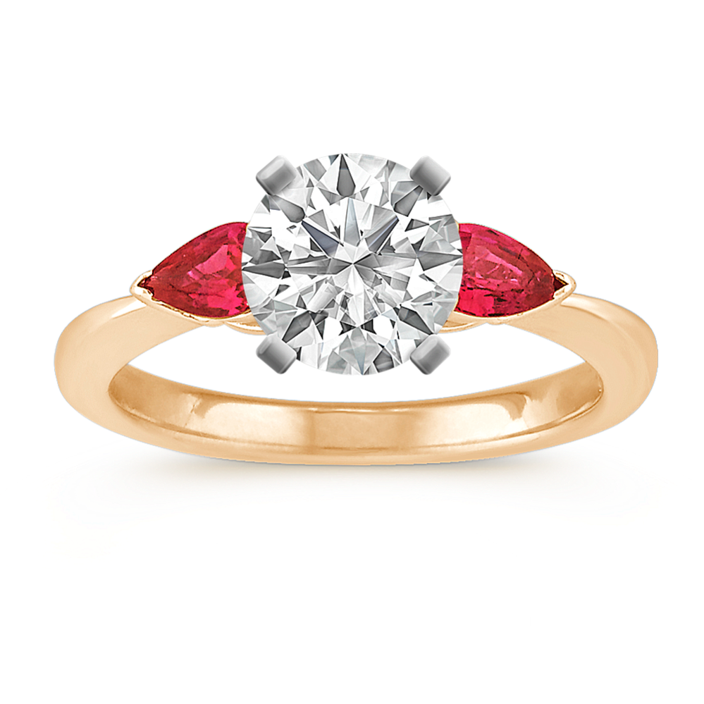 Three-Stone Pear-Shaped Ruby Engagement Ring