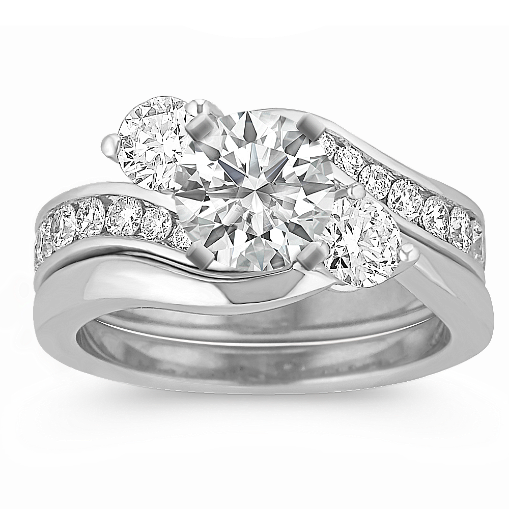 Pomona Swirl Diamond Wedding Set with Channel-Setting