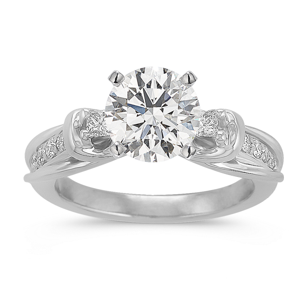 Princess Cut and Round Diamond Engagement Ring