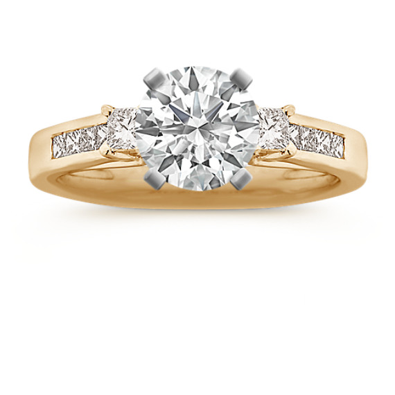 Princess Cut Diamond Cathedral Engagement Ring with Channel-Setting
