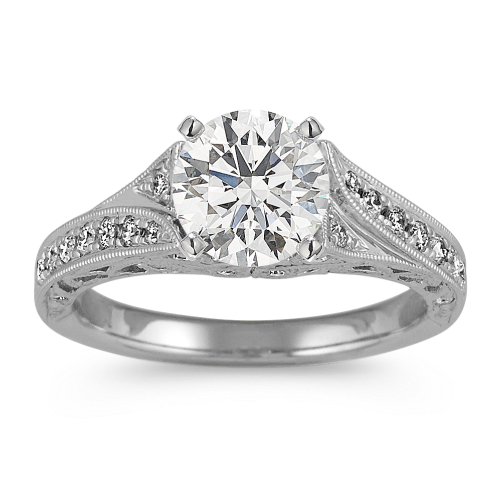 Vintage Diamond Engagement Ring with Pave Setting