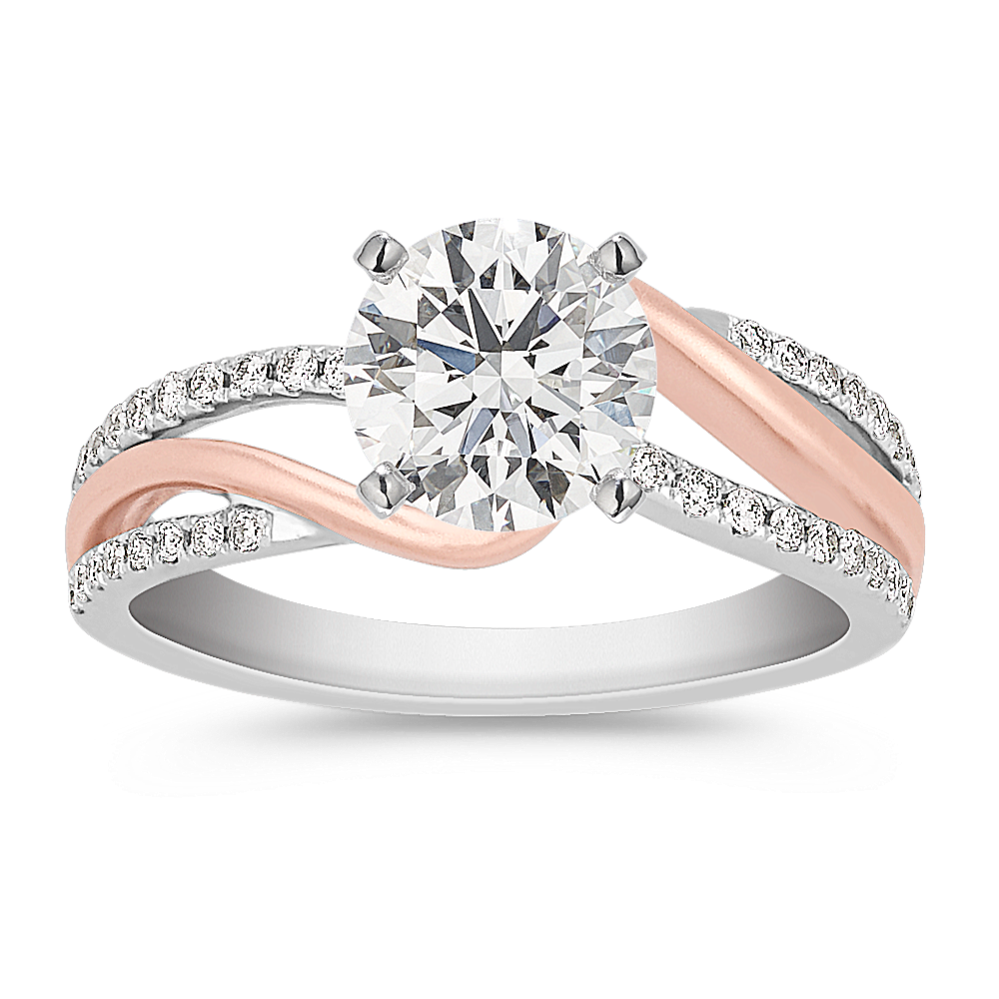 Round Diamond Ring in 14k White and Rose Gold Shane