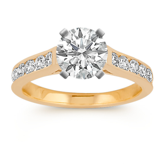 Cathedral Diamond Engagement Ring in 14k Yellow Gold