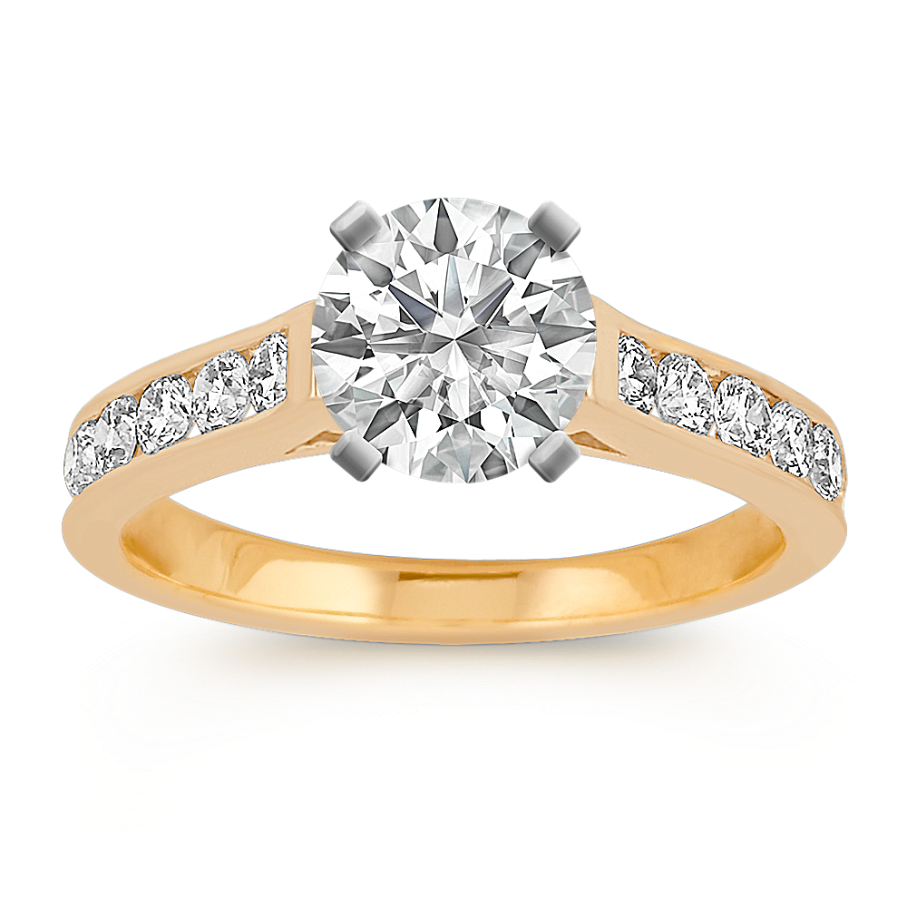 Cathedral Diamond Engagement Ring in 14k Yellow Gold