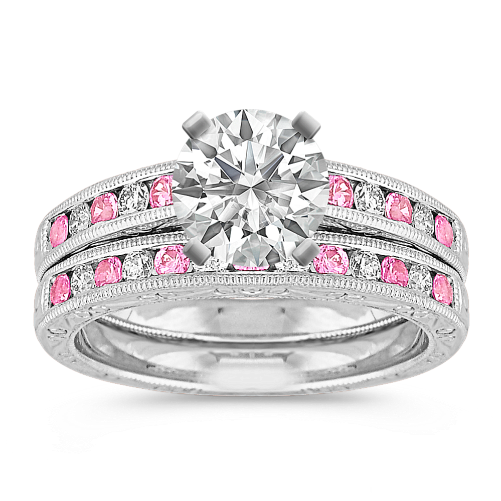 Pink sapphire wedding set hot sale