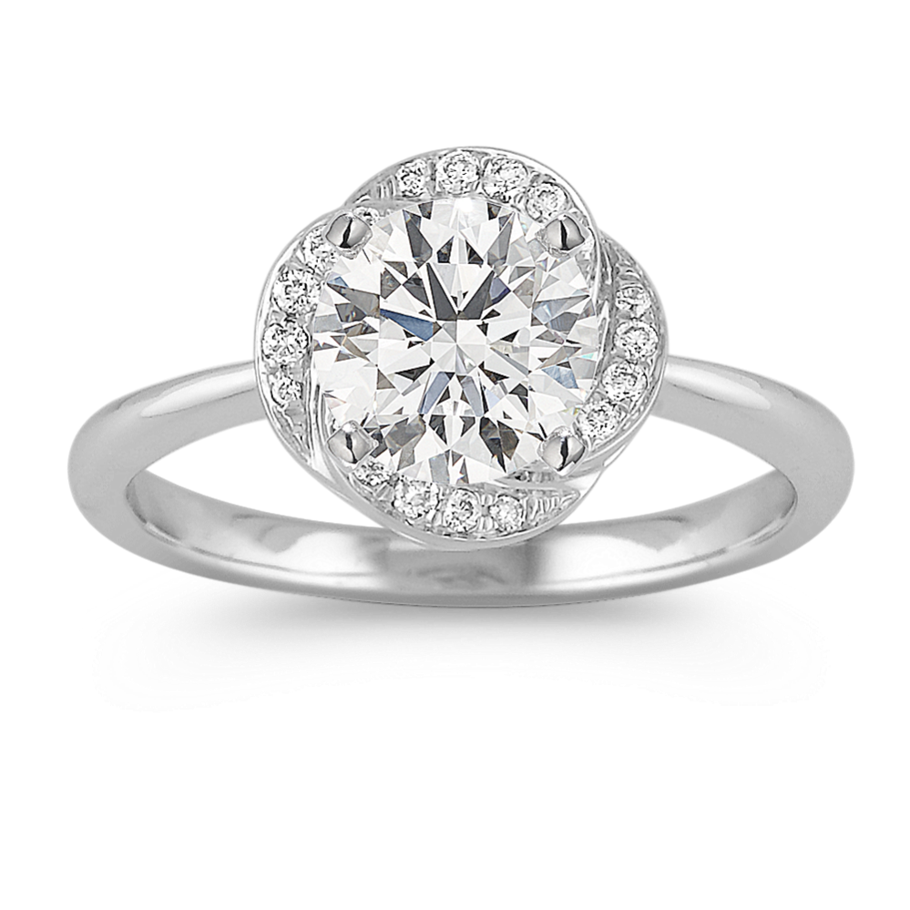 Round Diamond Ring with Pave Setting