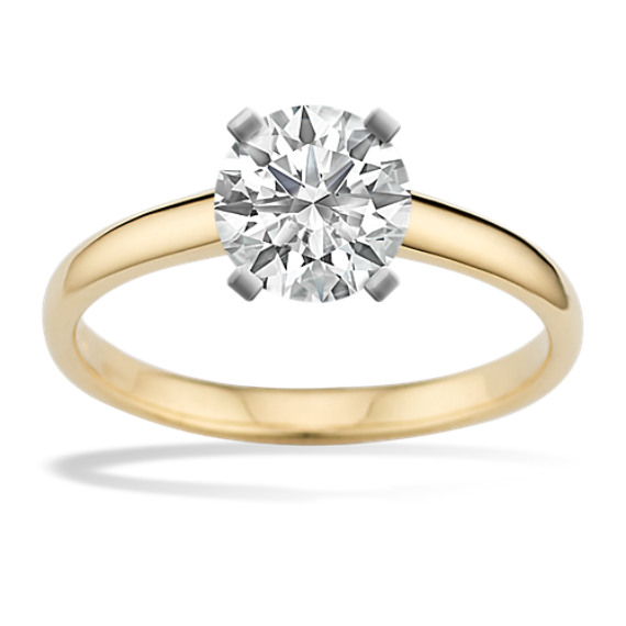 Classic Split Shank Engagement Ring in 18K Yellow Gold