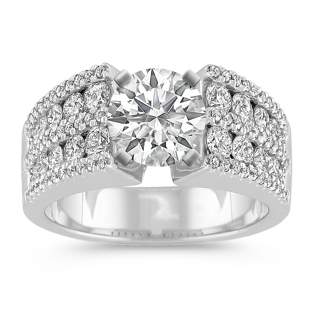 Round Diamond Engagement Ring with Pave and Channel-Setting