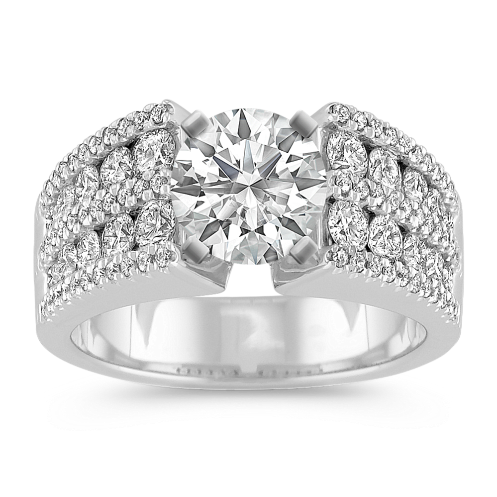Round Diamond Engagement Ring with Pave and Channel-Setting
