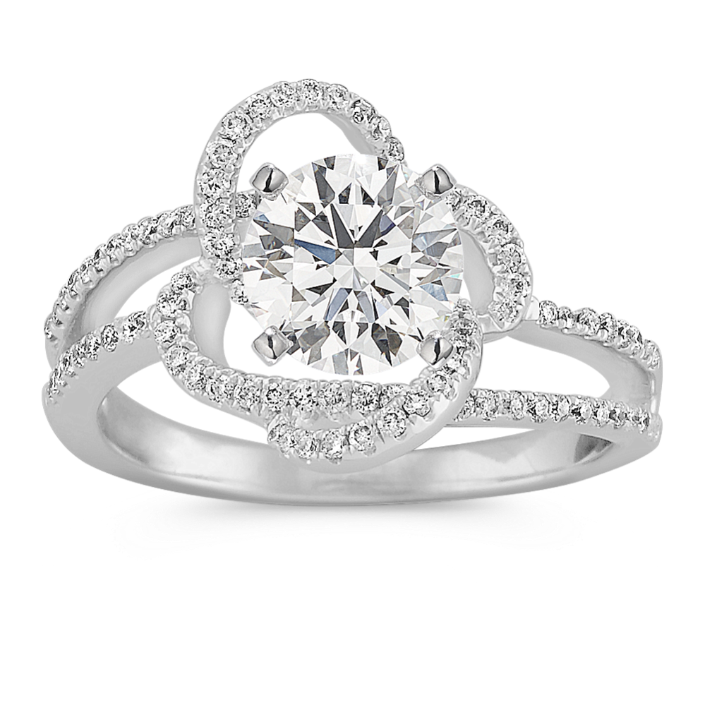 Round Diamond Floral Ring with Pave-Setting