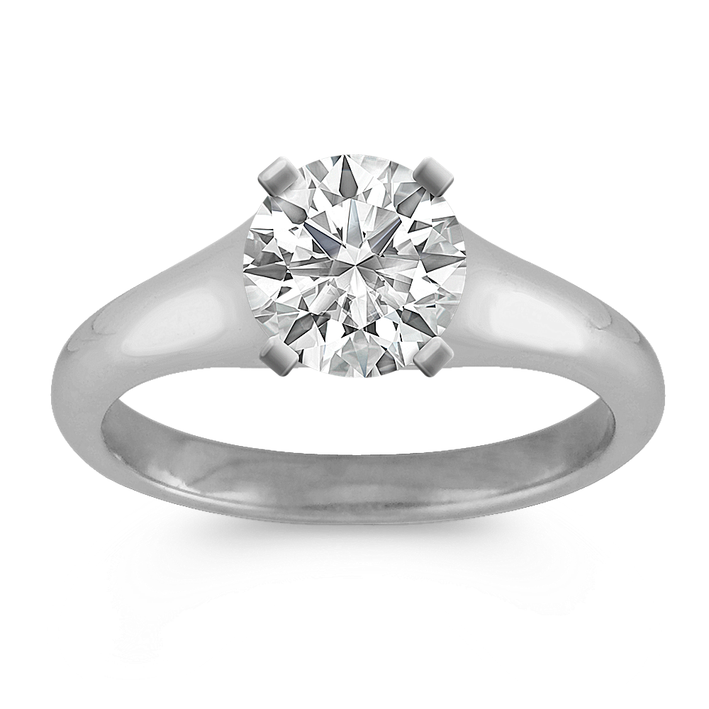 Solitaire Cathedral Engagement Ring in 14k White Gold