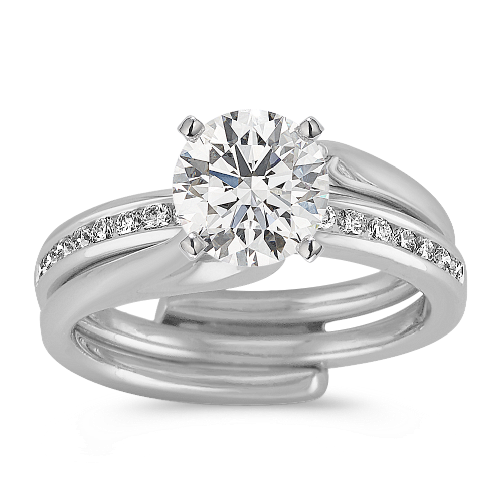 Classic Diamond Wedding Set with Channel-Setting