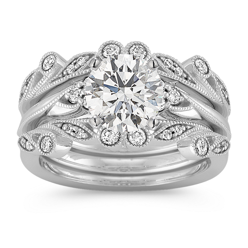 Vintage Diamond Triple Band Wedding Set