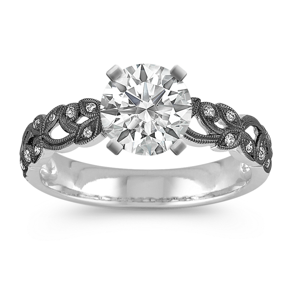 Vintage Diamond Engagement Ring with Black Rhodium