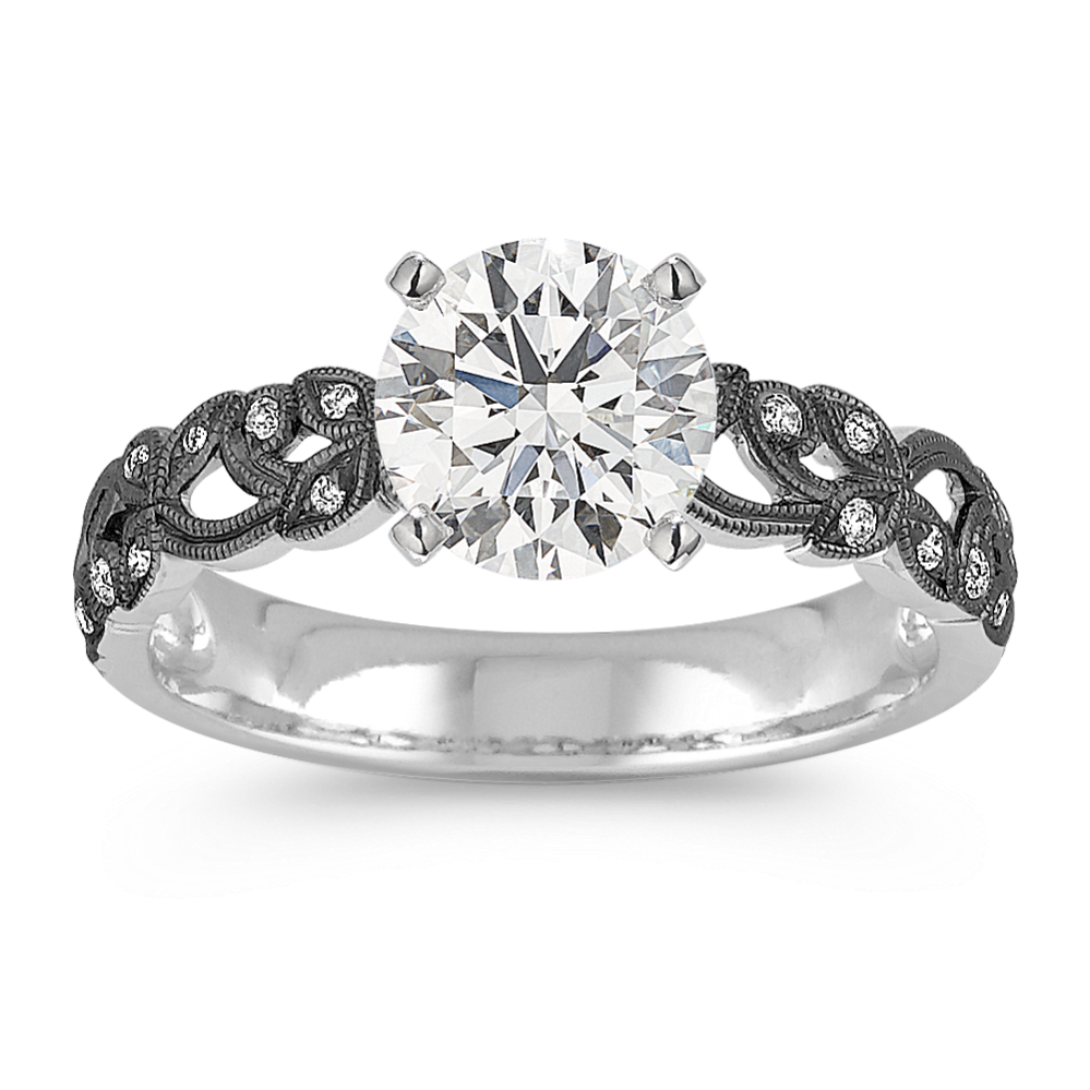 Vintage Diamond Engagement Ring with Black Rhodium