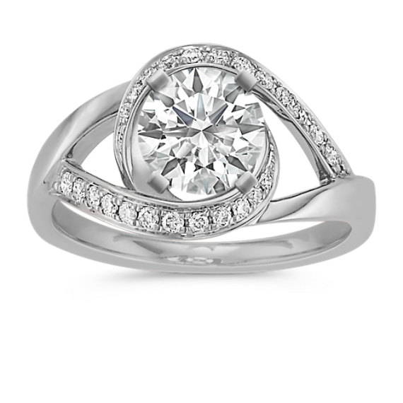 Under and Over Swirl Diamond Ring in 14k White Gold