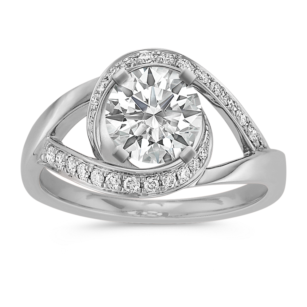 Under and Over Swirl Diamond Ring in 14k White Gold