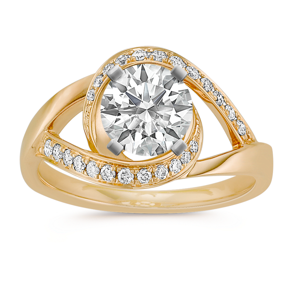 Under and Over Swirl Diamond Ring in 14k Yellow Gold