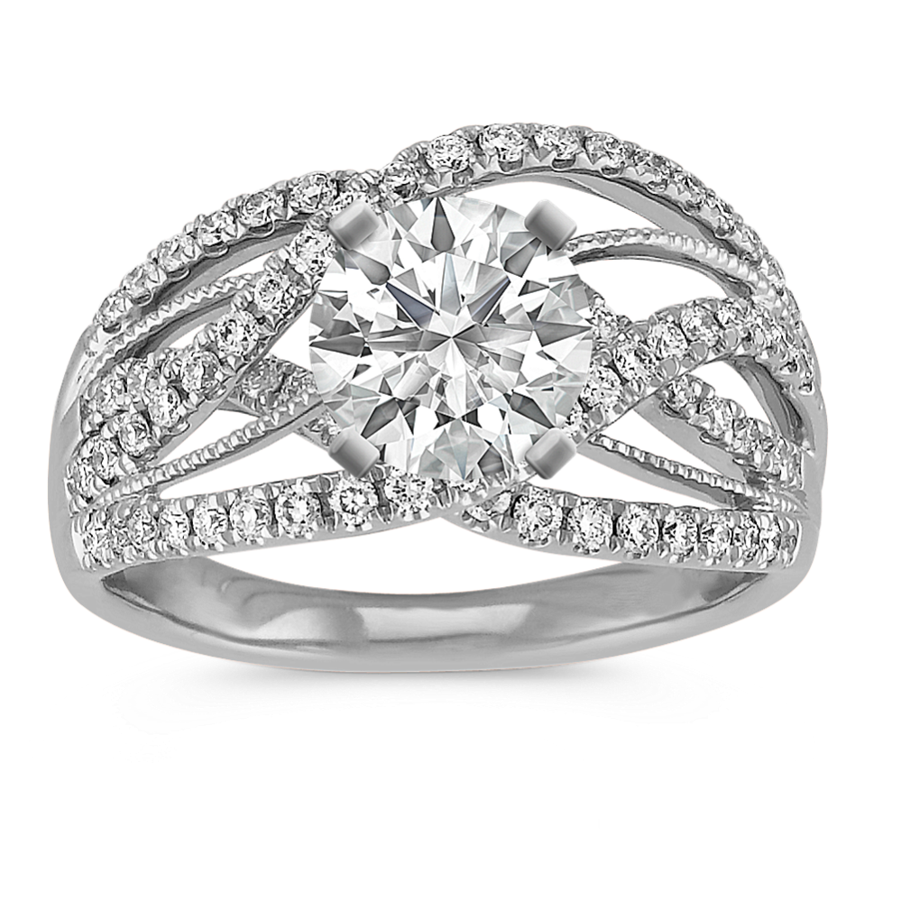 Crisscross Diamond Ring in 14k White Gold