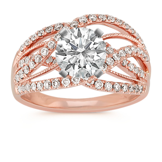 Crisscross Diamond Ring in 14k Rose Gold