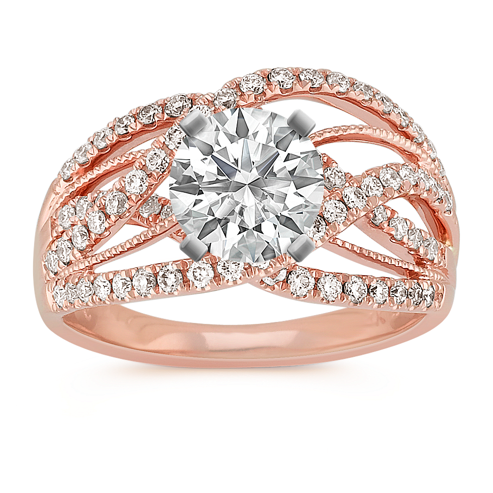 Crisscross Diamond Ring in 14k Rose Gold