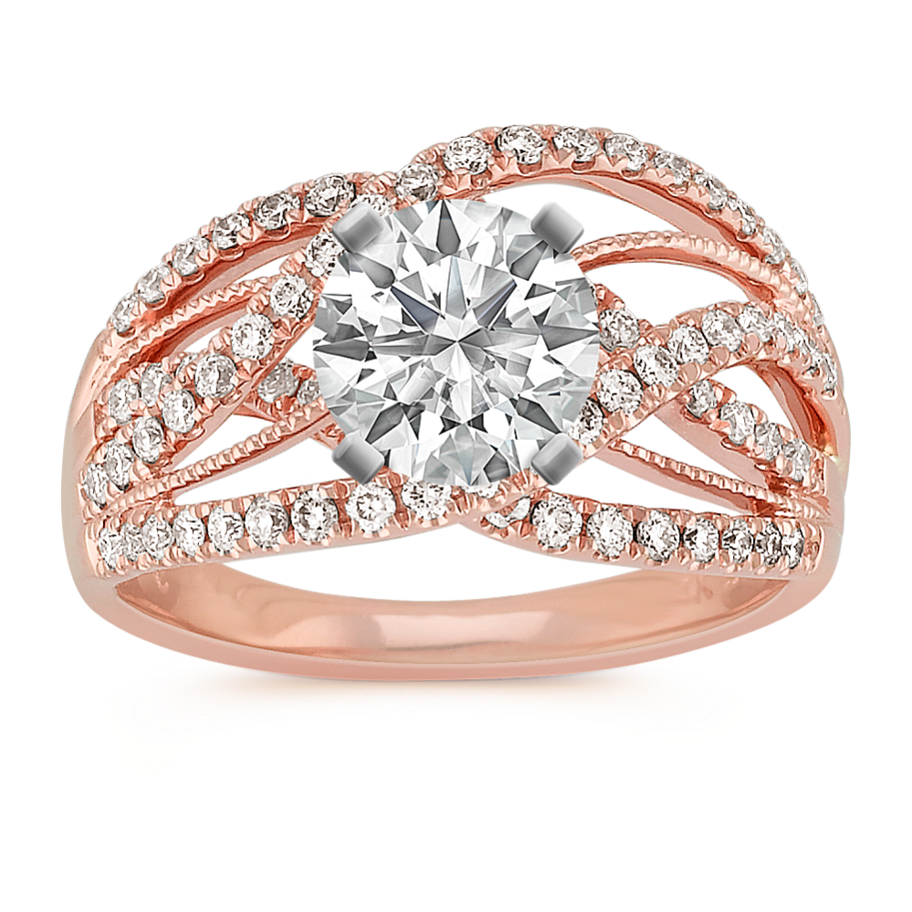 Rose gold criss cross diamond ring hotsell