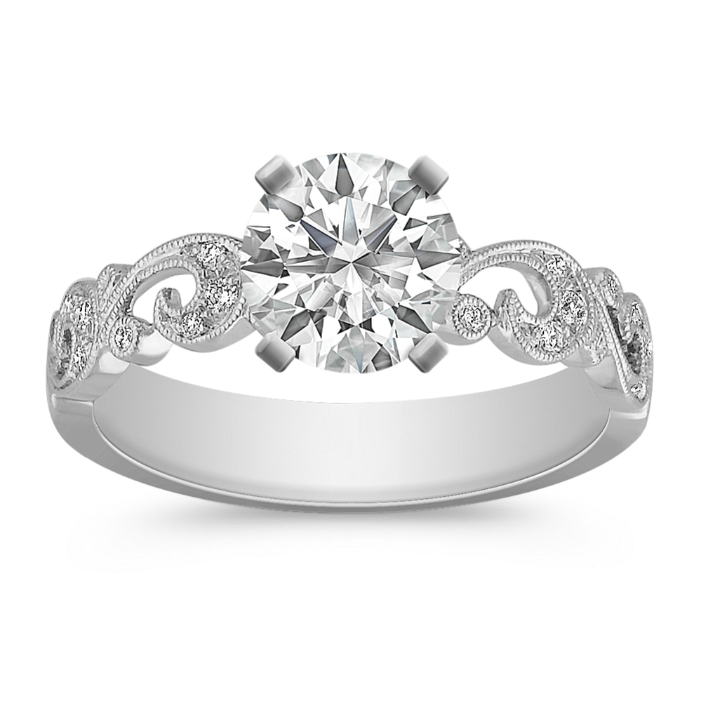 Vintage Swirl Engagement Ring in Platinum