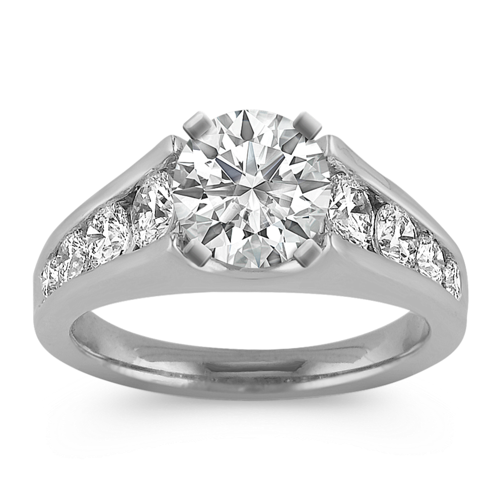 Diamond Cathedral Engagement Ring with Channel-Setting