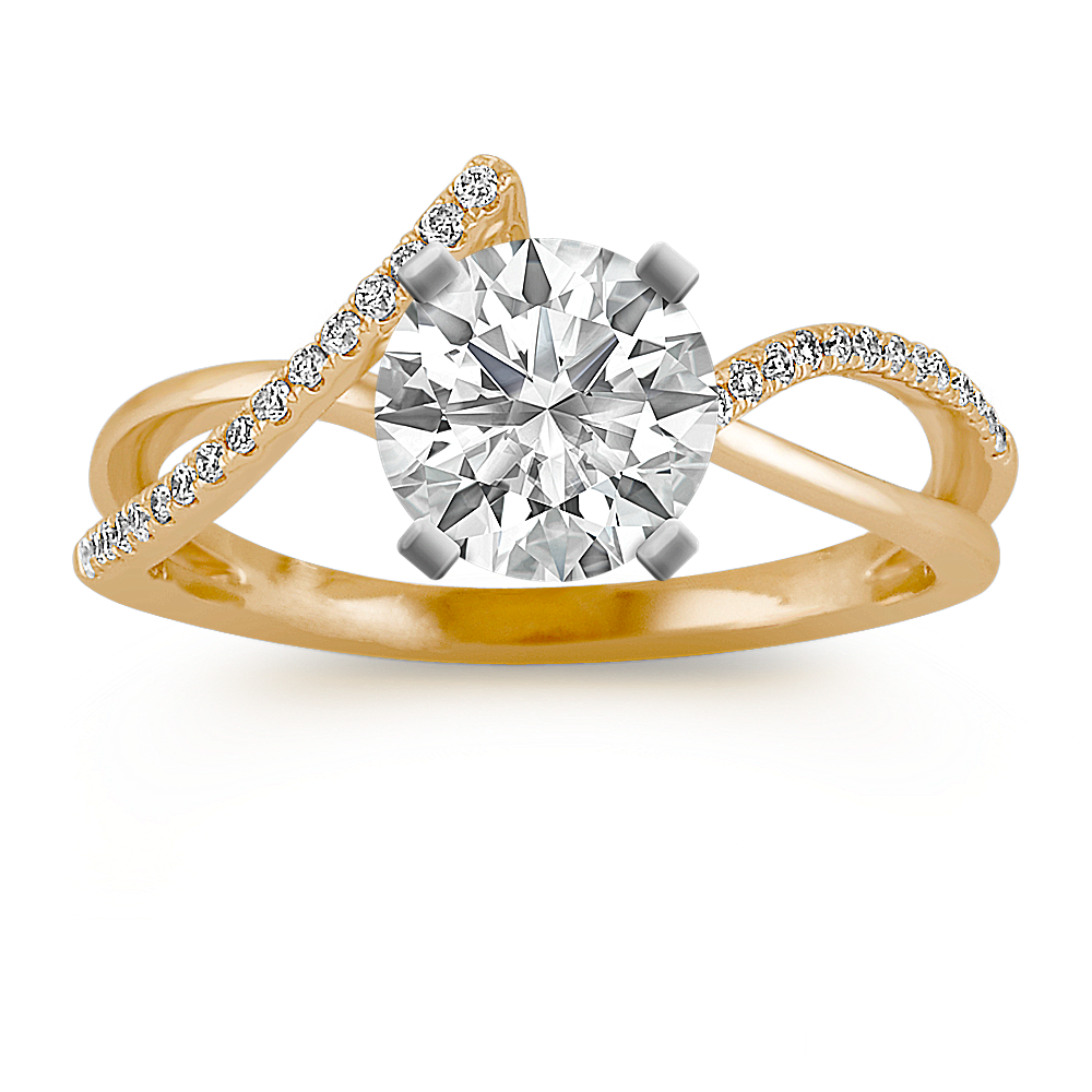 Swirl Diamond Engagement Ring in Yellow Gold
