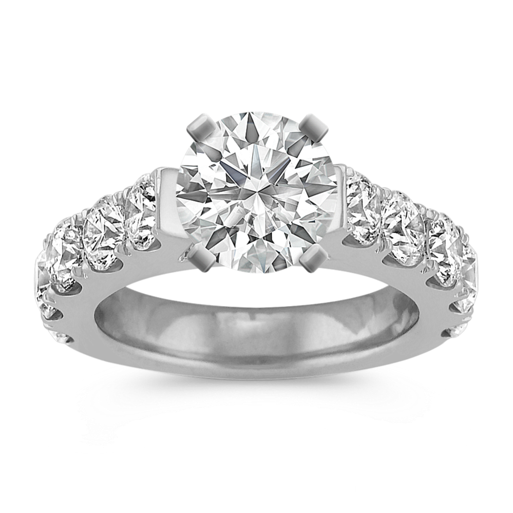 Classic Cathedral Engagement Ring with Pave Setting