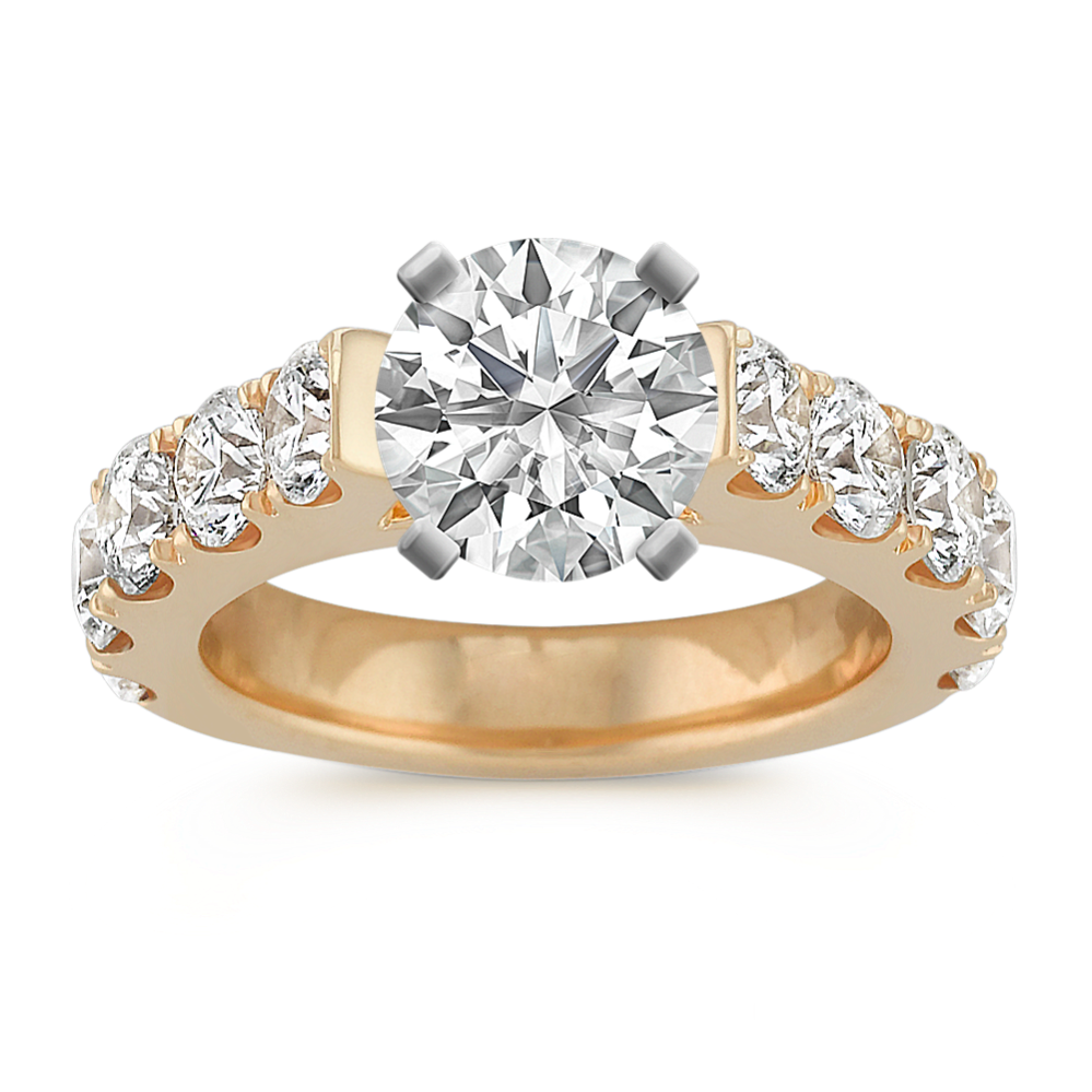 Classic Round Diamond Cathedral Engagement Ring