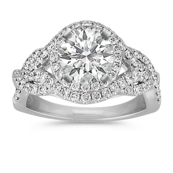 Intertwined Halo Diamond Engagement Ring