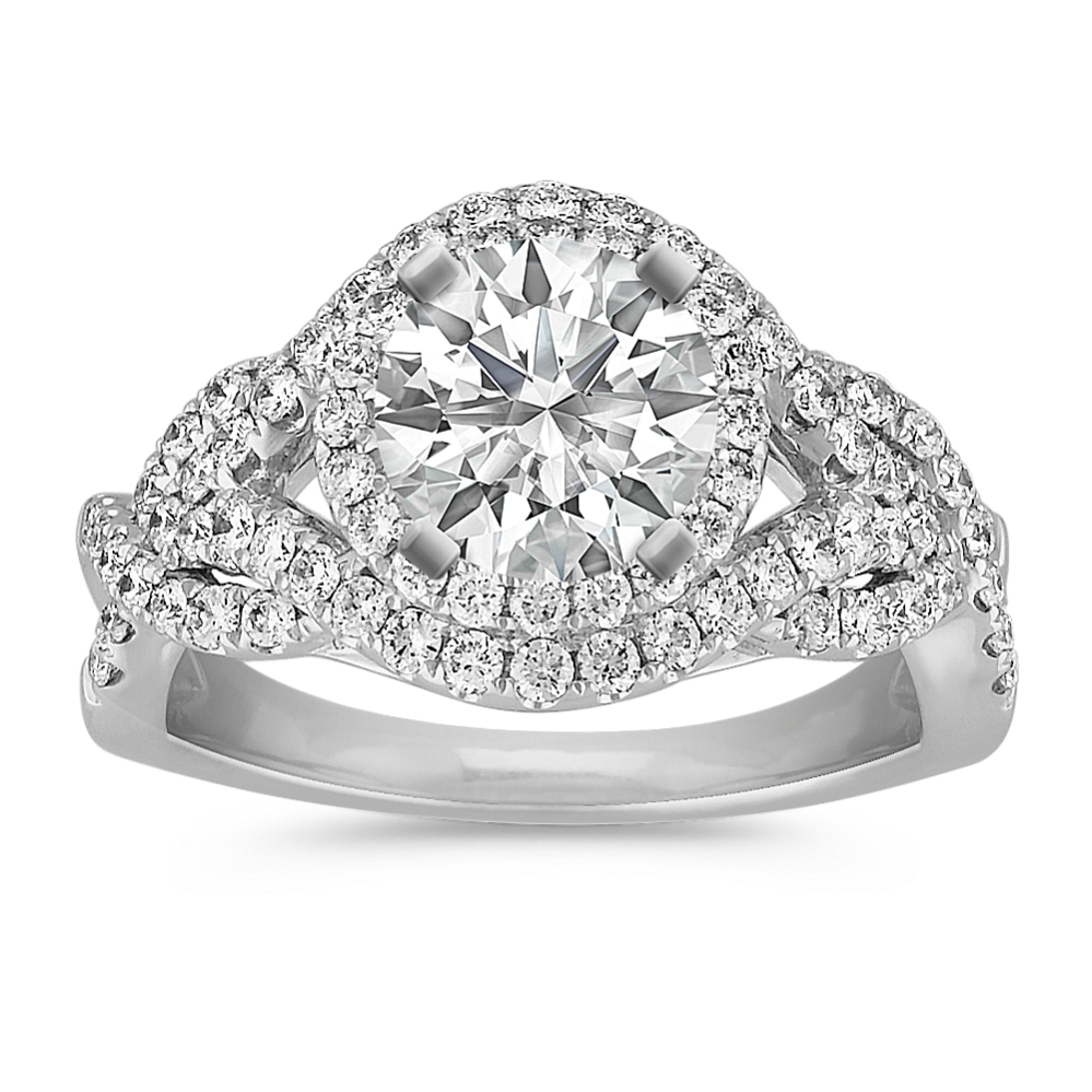 Intertwined Halo Diamond Engagement Ring