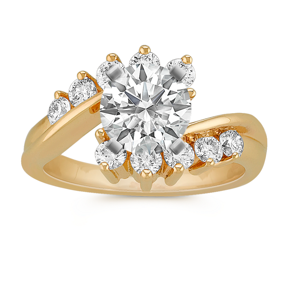 Ten-Stone Swirl Diamond Engagement Ring