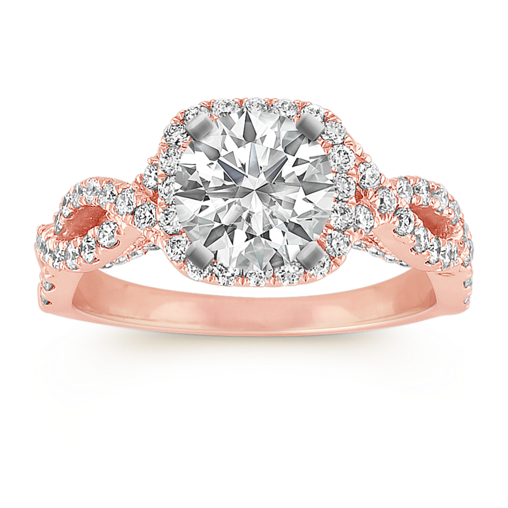 Infinity band cheap halo engagement ring