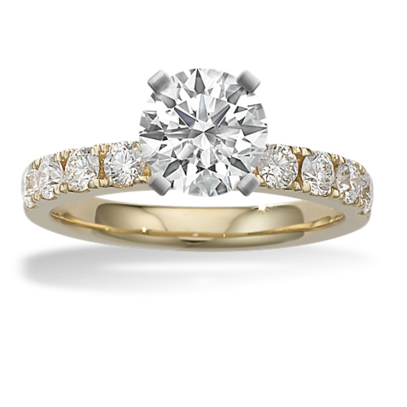 Round Diamond Pave-Set Engagement Ring in 14k Yellow Gold