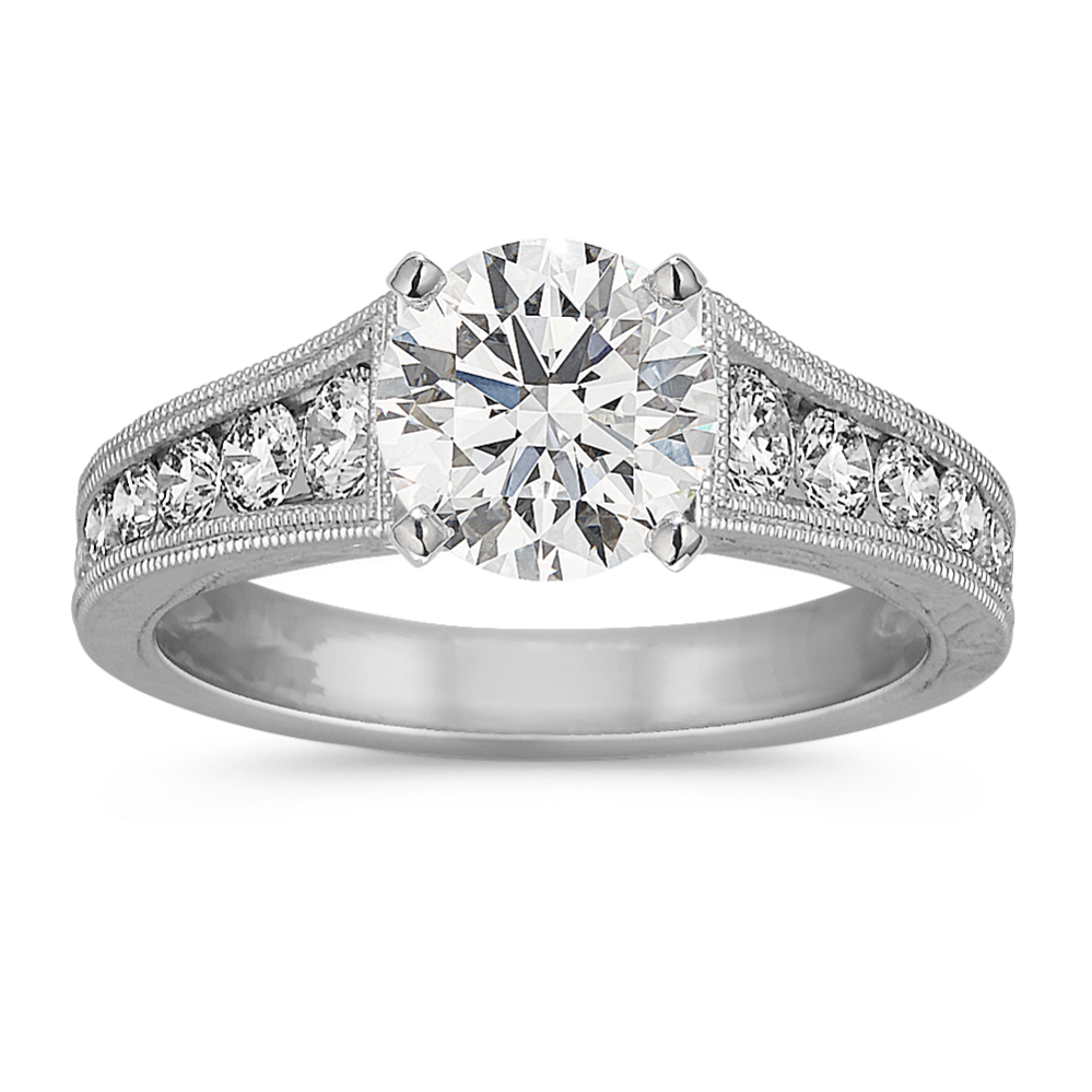 Vintage Round Diamond Engagement Ring with Channel Setting