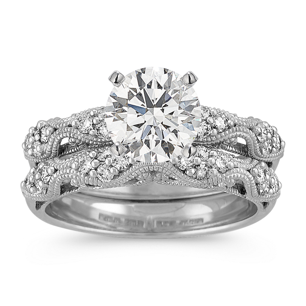 Vintage Round Diamond Wedding Set