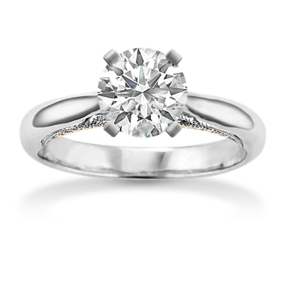 Classic Cathedral Round Diamond Platinum Engagement Ring