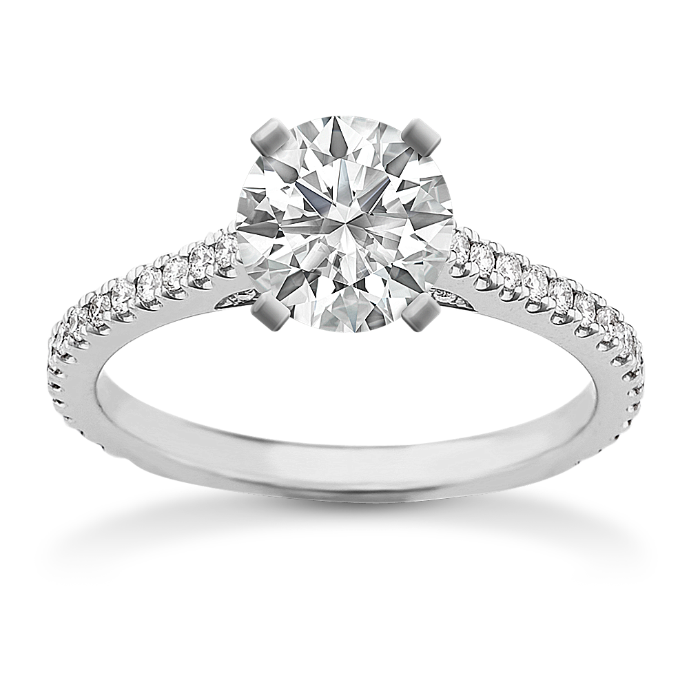 Reina Pave-Set Round Diamond Engagement Ring in 14k White Gold