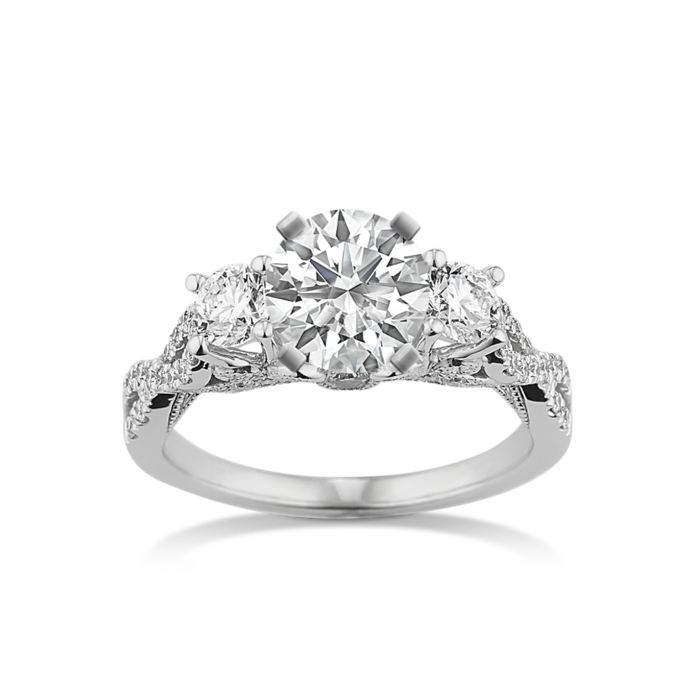 Round Natural Diamond Infinity Engagement Ring