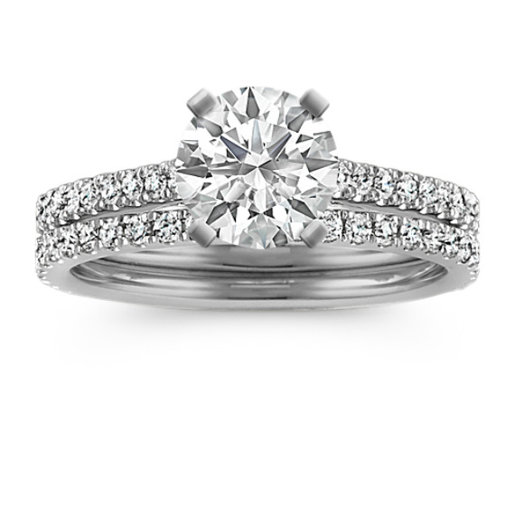 Clic Pave Set Round Diamond Cathedral Platinum Wedding Clic Pave Set Round Diamond Cathedral Platinum Wedding