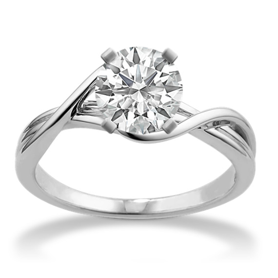 14k White Gold Swirl Engagement Ring