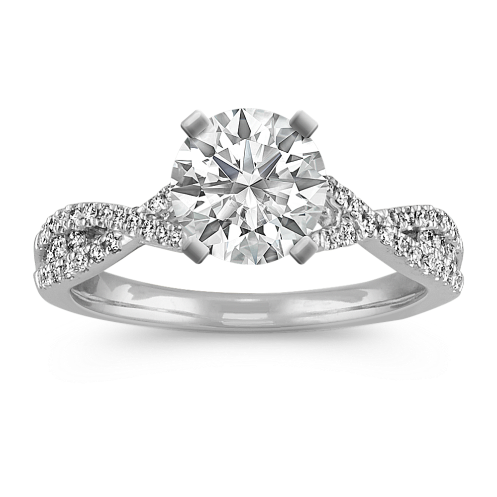 Round Diamond Cathedral Infinity Engagement Ring with Pave-Setting